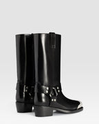 BOTTE EN CUIR BROSSE AVEC EMBOUT METALLIQUE