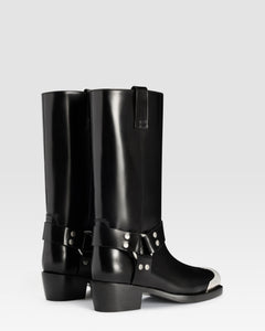 BOTTE EN CUIR BROSSE AVEC EMBOUT METALLIQUE