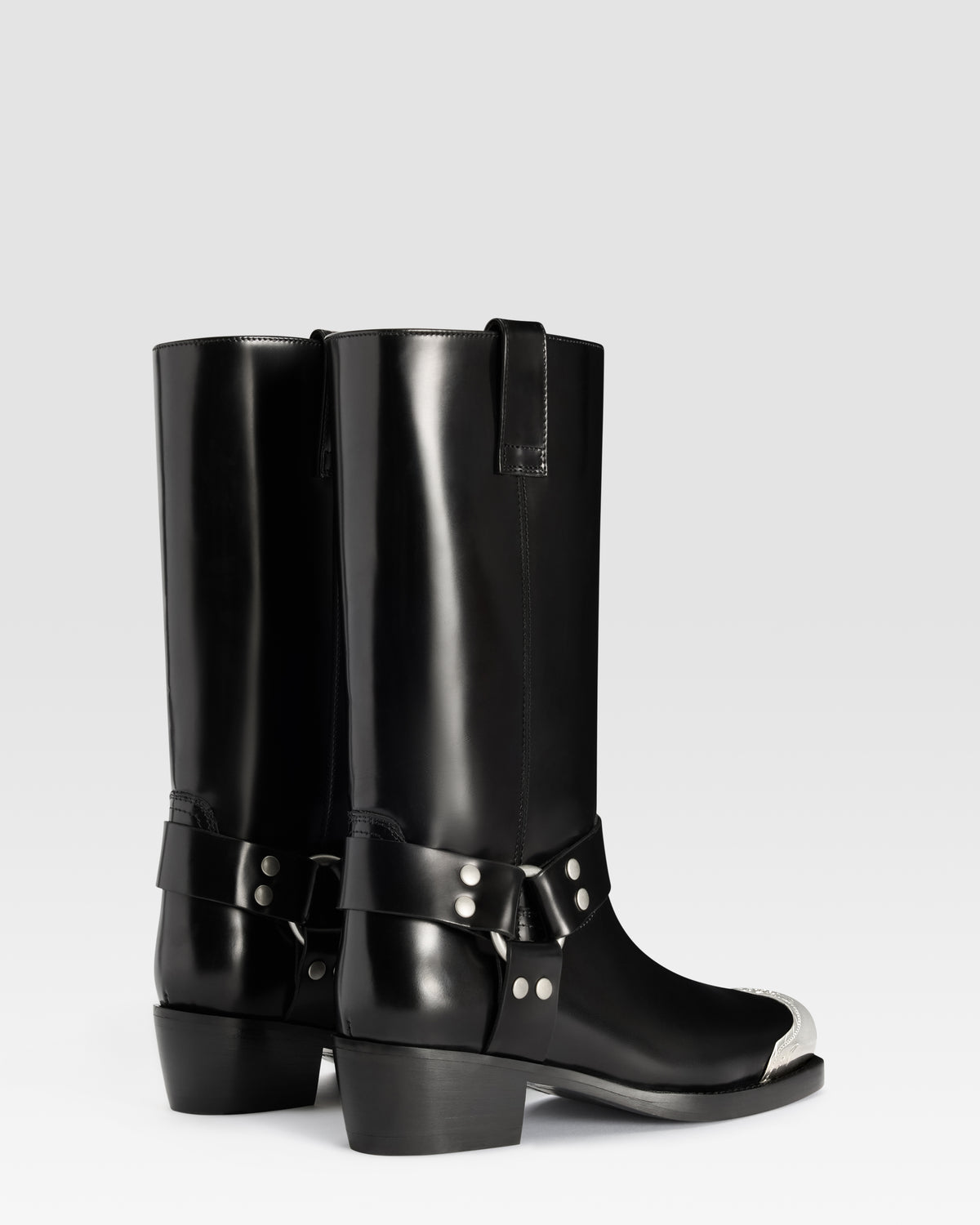 BOTTE EN CUIR BROSSE AVEC EMBOUT METALLIQUE