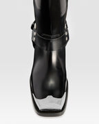 BOTTE EN CUIR BROSSE AVEC EMBOUT METALLIQUE