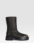 VINTAGE-EFFECT BRUSHED LEATHER ANKLE BOOT