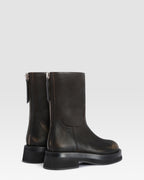 VINTAGE-EFFECT BRUSHED LEATHER ANKLE BOOT