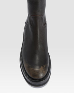 VINTAGE-EFFECT BRUSHED LEATHER ANKLE BOOT