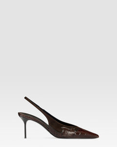 SUEDE SLINGBACK WITH CUT-OUT EMBROIDERY AND HEART INLAYS