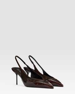 SUEDE SLINGBACK WITH CUT-OUT EMBROIDERY AND HEART INLAYS
