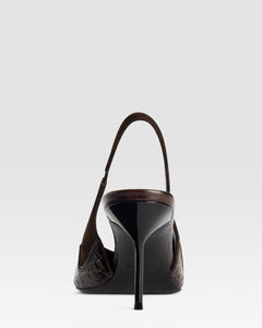 SUEDE SLINGBACK WITH CUT-OUT EMBROIDERY AND HEART INLAYS