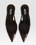 SUEDE SLINGBACK WITH CUT-OUT EMBROIDERY AND HEART INLAYS