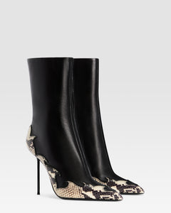 NAPPALEDER ANKLE BOOT MIT CUT-OUT-STICKEREI UND HERZ-INLAYS