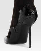 VELOURSLEDER ANKLE BOOT MIT CUT-OUT-STICKEREI UND HERZ-INLAYS