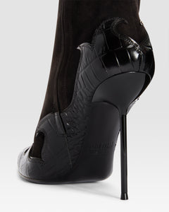 VELOURSLEDER ANKLE BOOT MIT CUT-OUT-STICKEREI UND HERZ-INLAYS