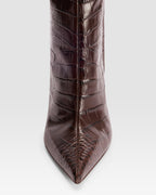 KROKO-PRINT LEDERSTIEFEL MIT WEICHEM FELLSTRIP