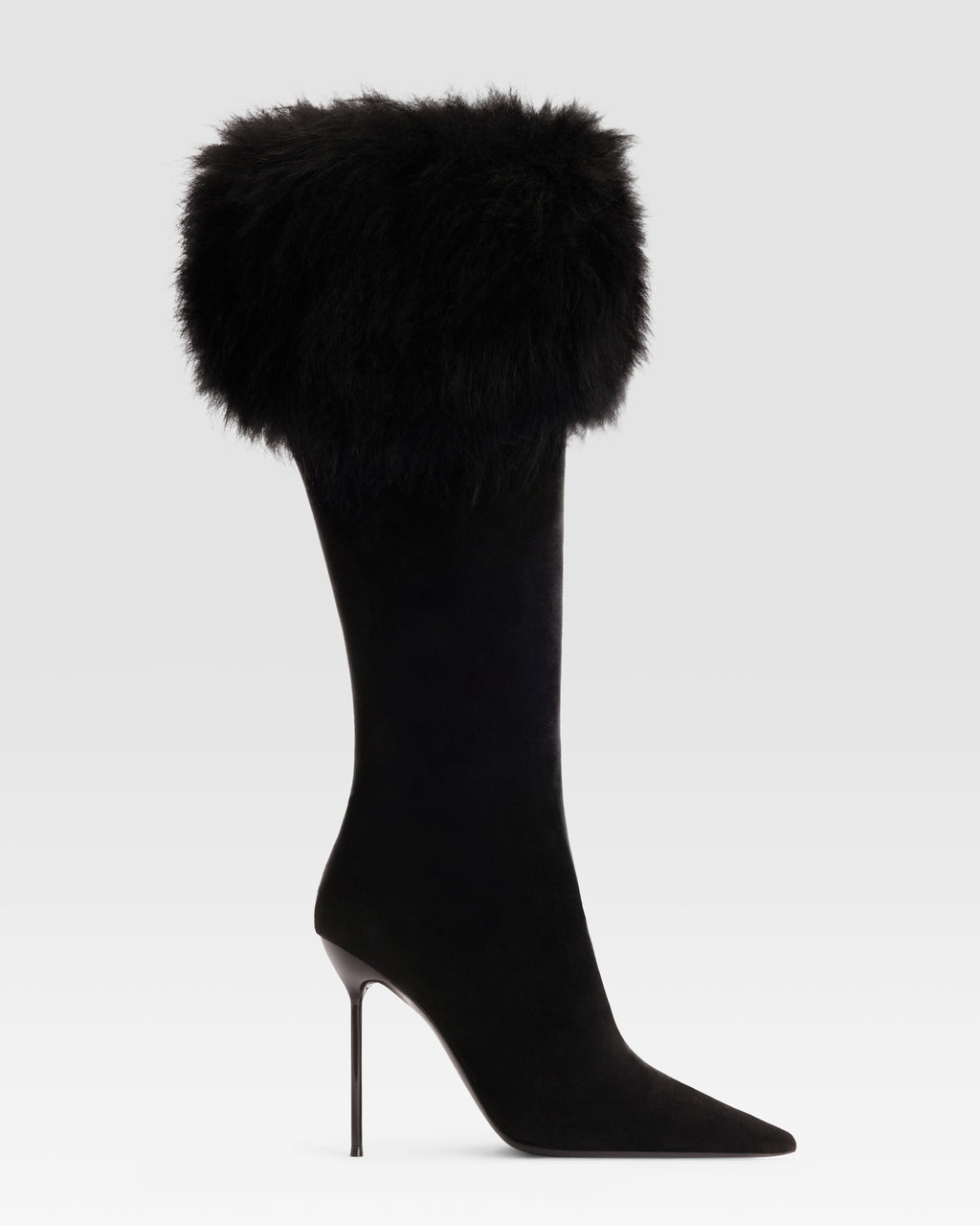 VELOURSLEDERSTIEFEL MIT WEICHEM FELLSTRIP
