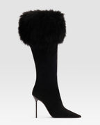 VELOURSLEDERSTIEFEL MIT WEICHEM FELLSTRIP
