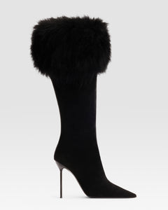 VELOURSLEDERSTIEFEL MIT WEICHEM FELLSTRIP