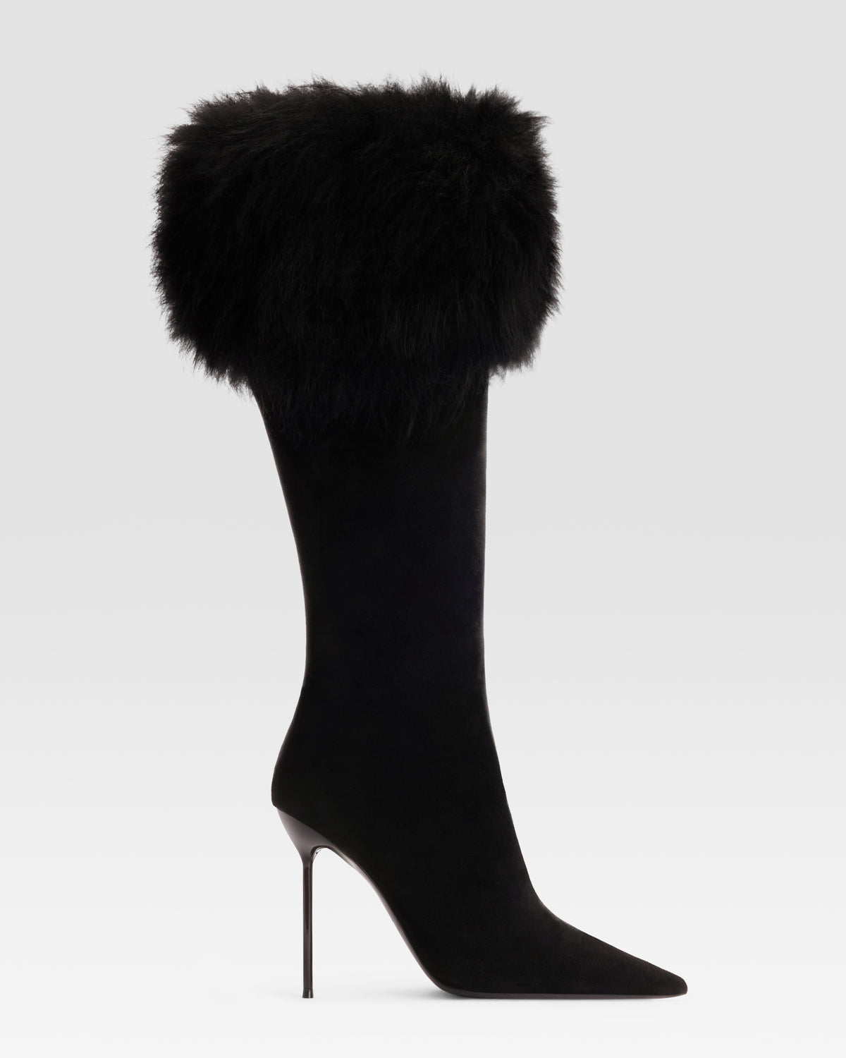 VELOURSLEDERSTIEFEL MIT WEICHEM FELLSTRIP