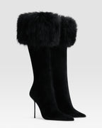 VELOURSLEDERSTIEFEL MIT WEICHEM FELLSTRIP