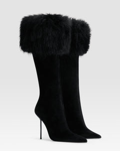 VELOURSLEDERSTIEFEL MIT WEICHEM FELLSTRIP
