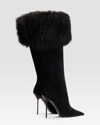 VELOURSLEDERSTIEFEL MIT WEICHEM FELLSTRIP
