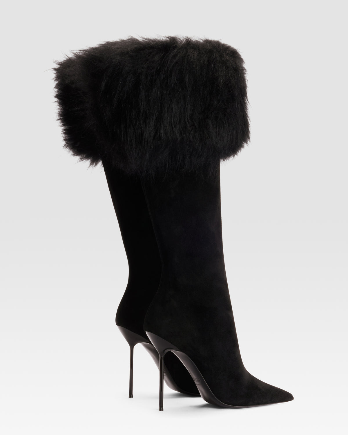 VELOURSLEDERSTIEFEL MIT WEICHEM FELLSTRIP