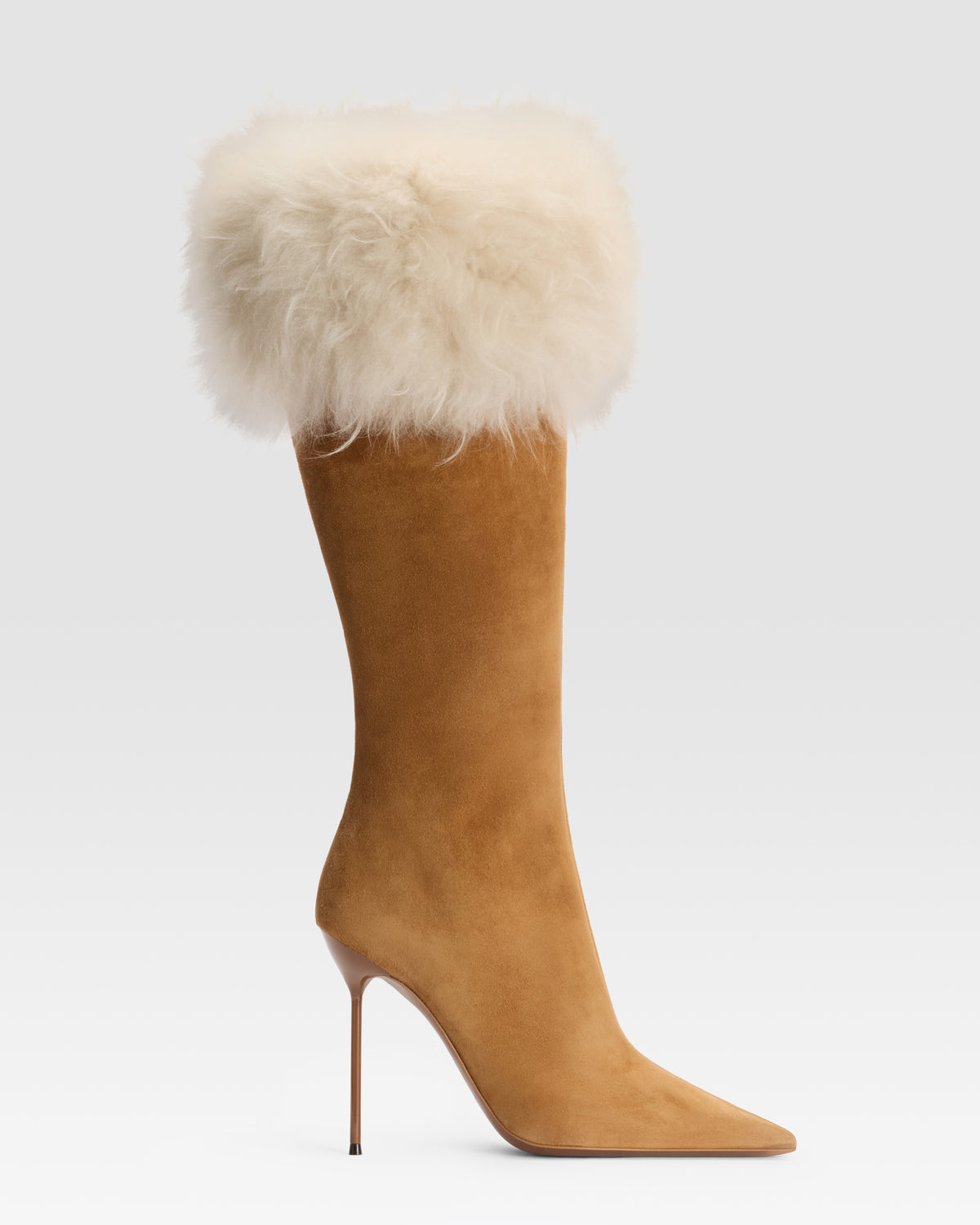 VELOURSLEDERSTIEFEL MIT WEICHEM FELLSTRIP