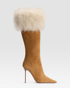 VELOURSLEDERSTIEFEL MIT WEICHEM FELLSTRIP