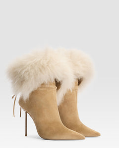 VELOURSLEDER ANKLE BOOT MIT WEICHEM FELL GEFUTTERT