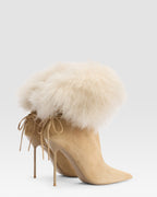 VELOURSLEDER ANKLE BOOT MIT WEICHEM FELL GEFUTTERT