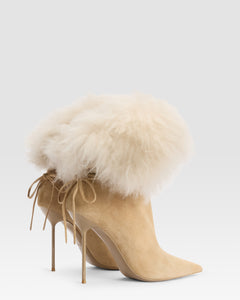 VELOURSLEDER ANKLE BOOT MIT WEICHEM FELL GEFUTTERT