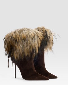 VELOURSLEDER ANKLE BOOT MIT WEICHEM FELL GEFUTTERT