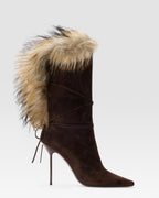 VELOURSLEDER ANKLE BOOT MIT WEICHEM FELL GEFUTTERT