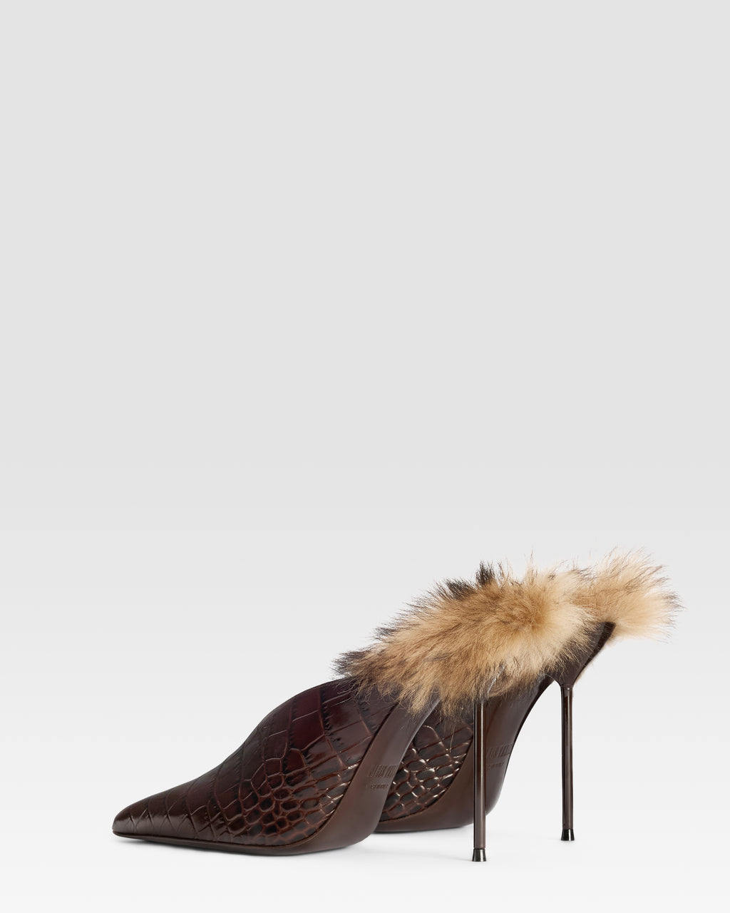 SABOT DE PIEL ESTAMPA COCODRILO CON INSERCION DE SHEARLING