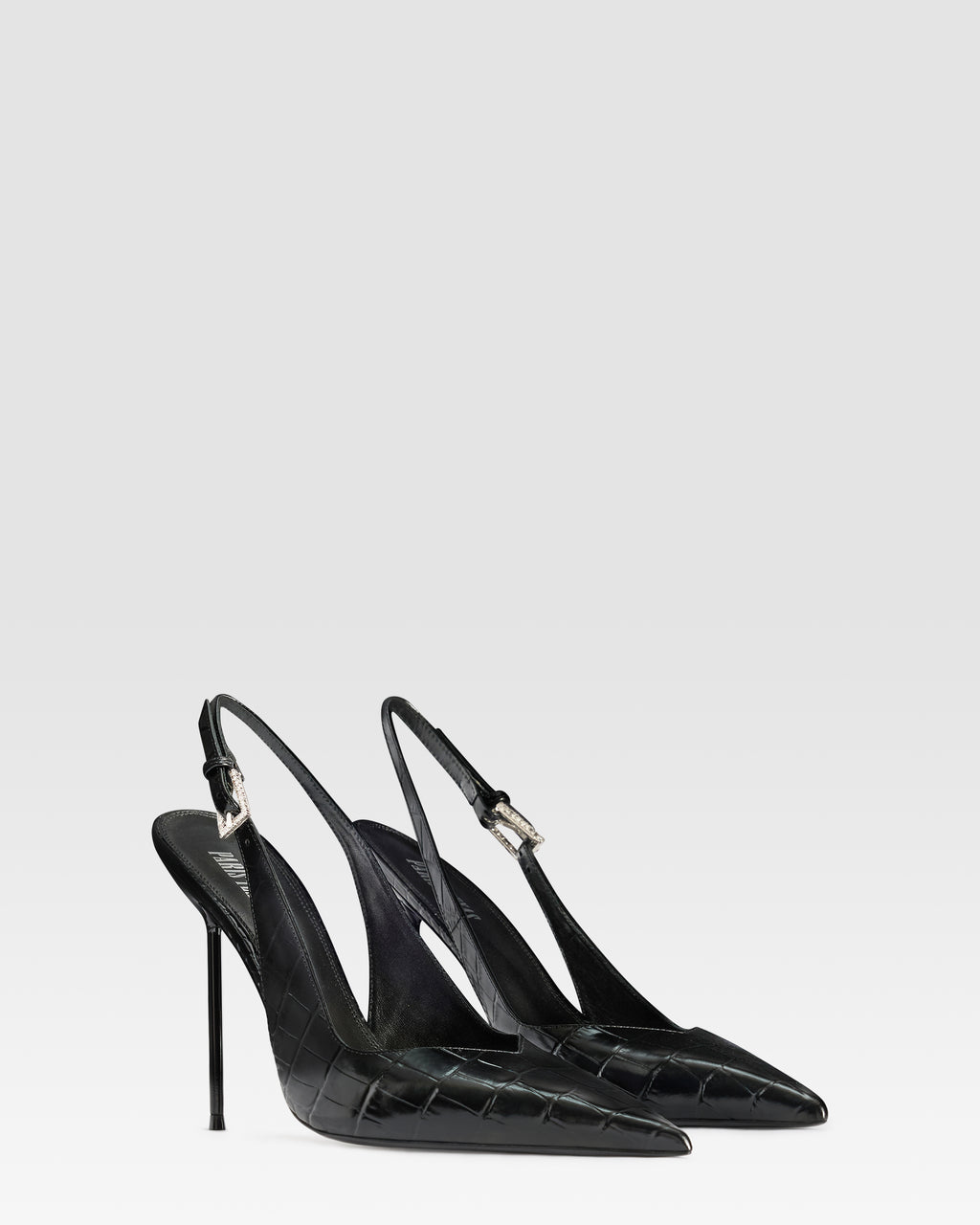 SLINGBACK DE PIEL ESTAMPA COCODRILO CON HEBILLA JOYA