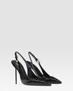 SLINGBACK DE PIEL ESTAMPA COCODRILO CON HEBILLA JOYA