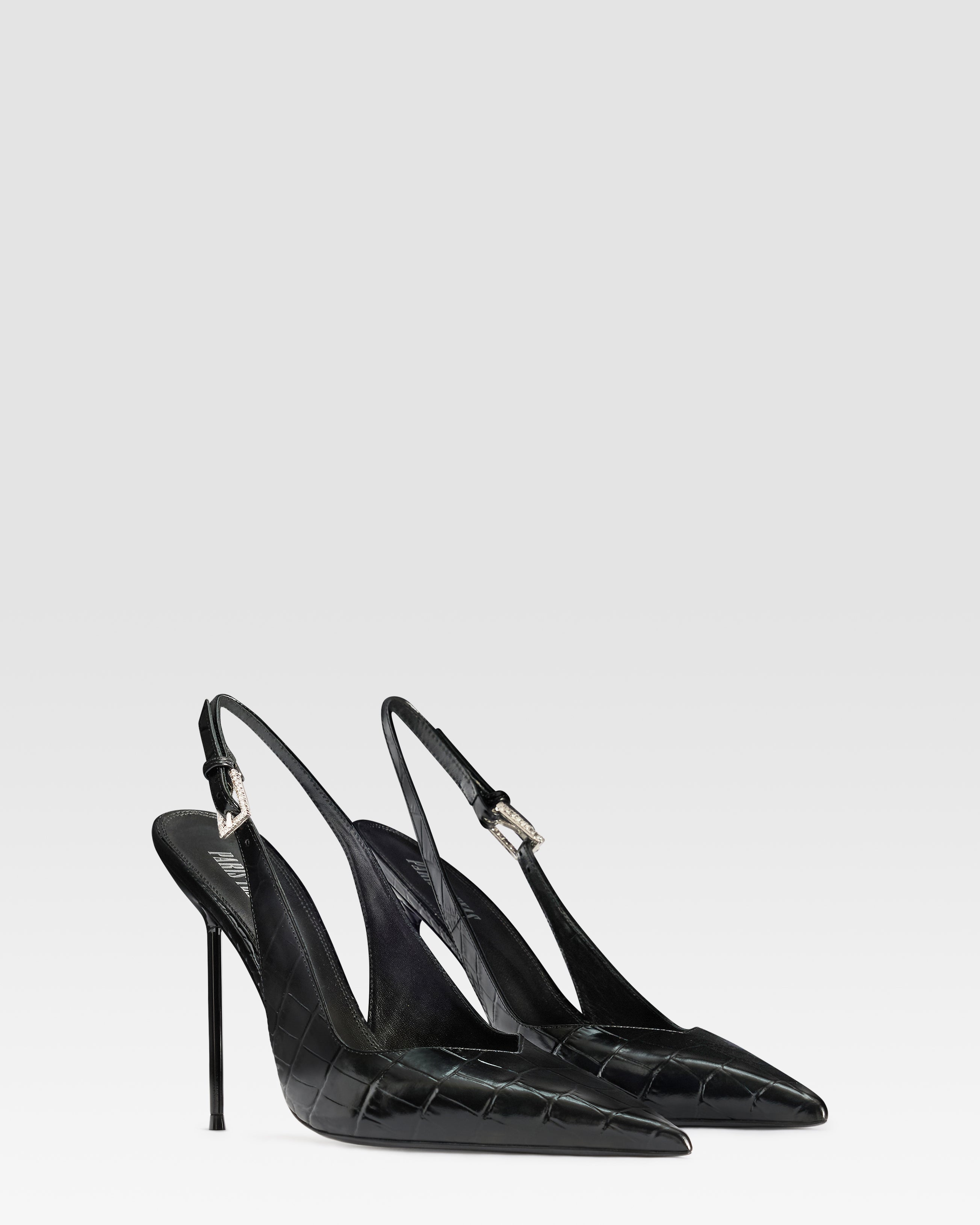 SLINGBACK DE PIEL ESTAMPA COCODRILO CON HEBILLA JOYA