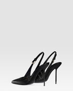 SLINGBACK DE PIEL ESTAMPA COCODRILO CON HEBILLA JOYA