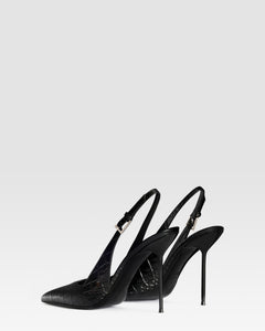 SLINGBACK DE PIEL ESTAMPA COCODRILO CON HEBILLA JOYA