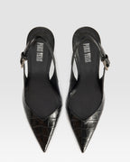 SLINGBACK DE PIEL ESTAMPA COCODRILO CON HEBILLA JOYA