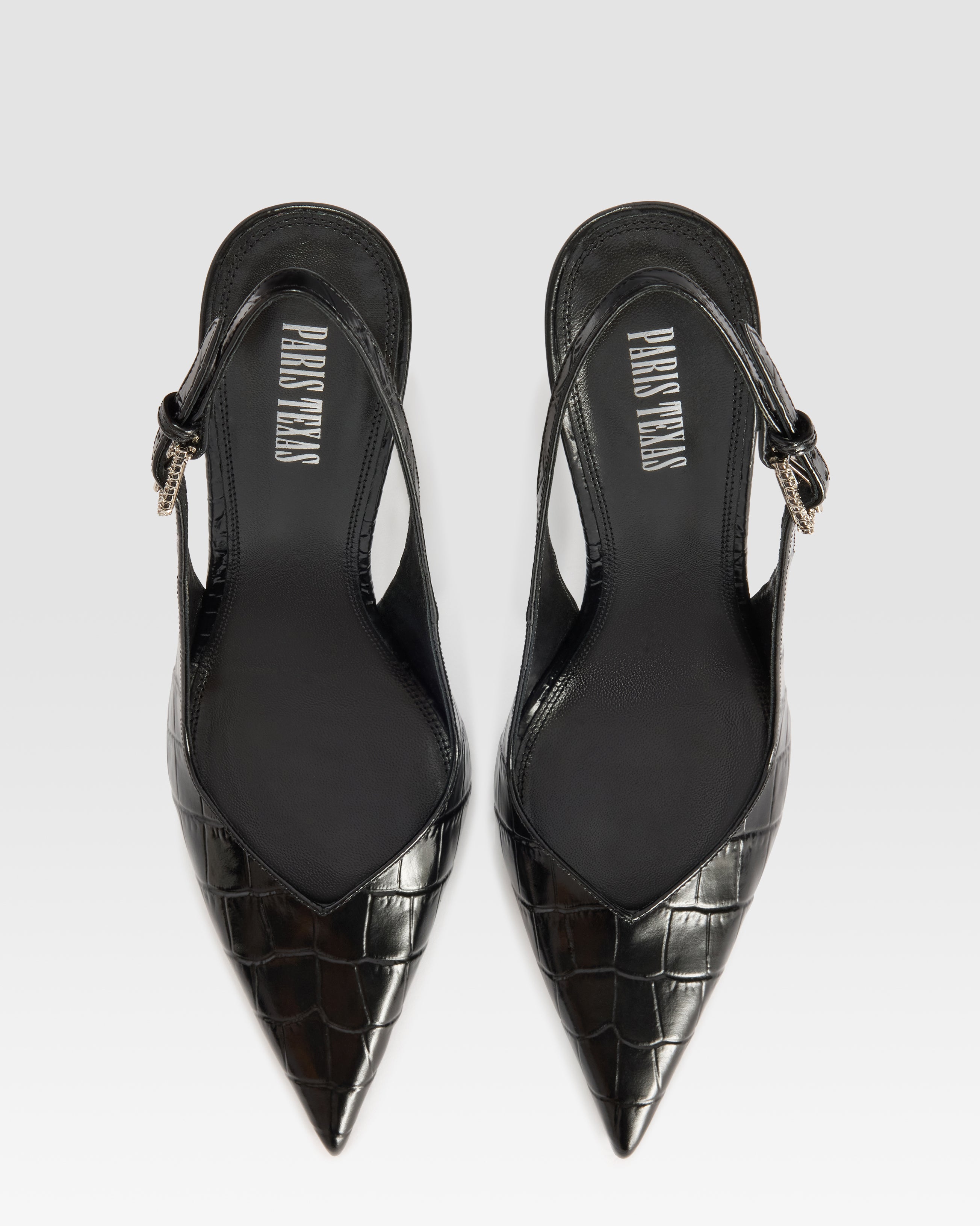 SLINGBACK DE PIEL ESTAMPA COCODRILO CON HEBILLA JOYA