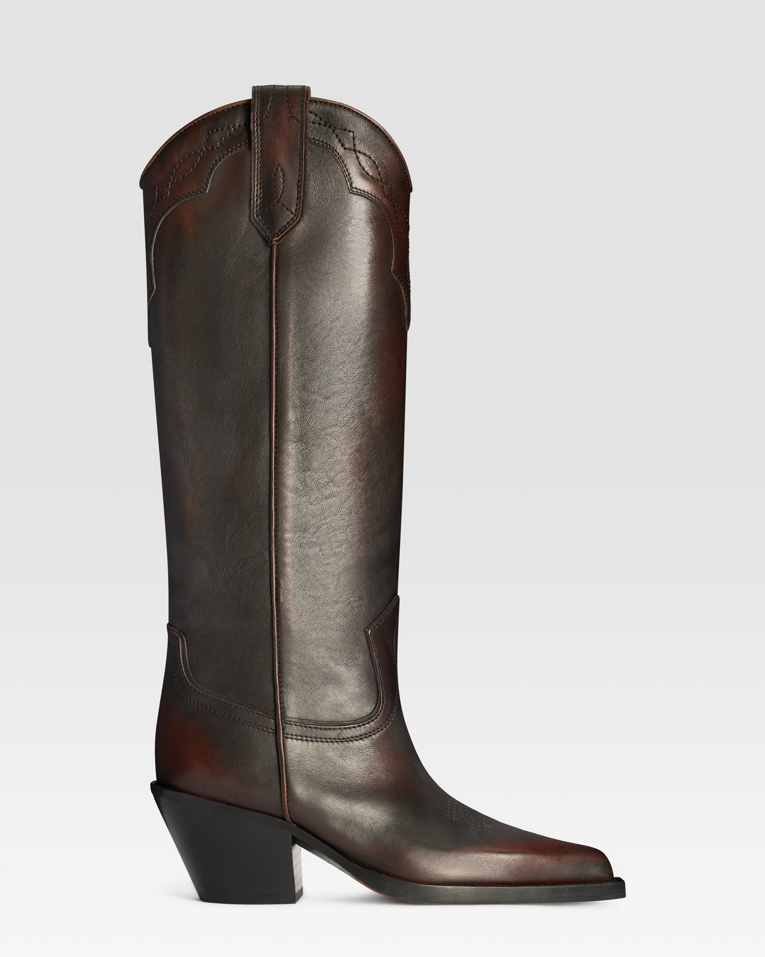 WESTERNSTIEFEL AUS GEBURSTETEM LEDER