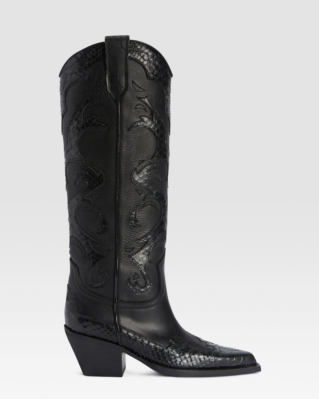 WESTERNSTIEFEL AUS LEDER MIT PYTHON-PRINT-STICKEREI