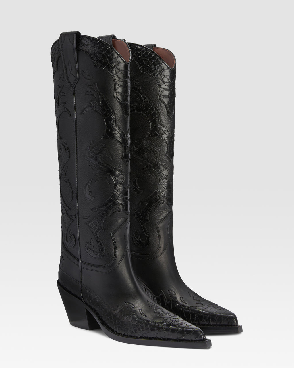 WESTERNSTIEFEL AUS LEDER MIT PYTHON-PRINT-STICKEREI