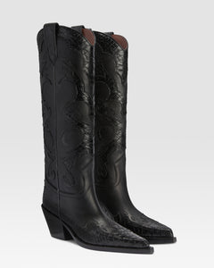 WESTERNSTIEFEL AUS LEDER MIT PYTHON-PRINT-STICKEREI