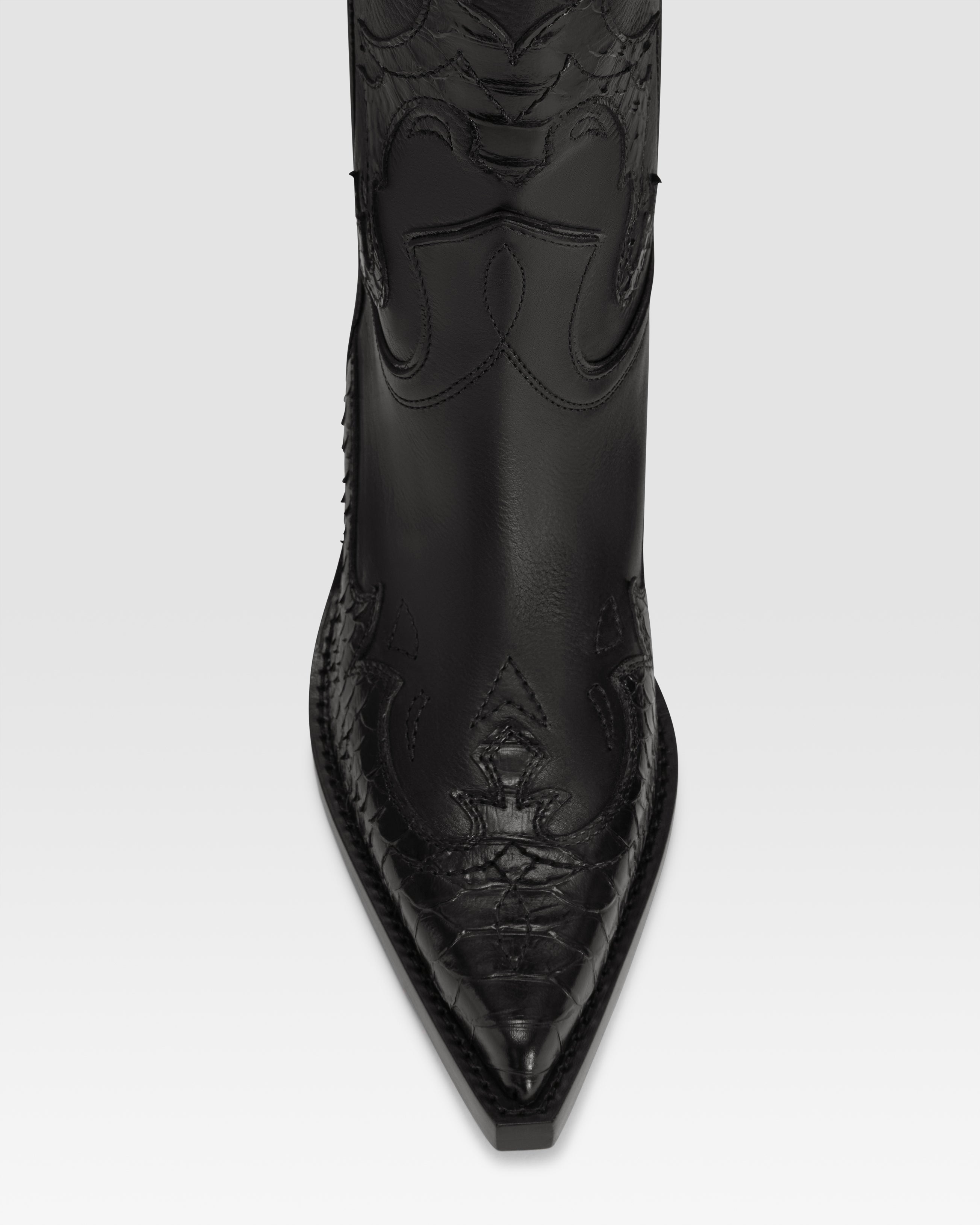 WESTERNSTIEFEL AUS LEDER MIT PYTHON-PRINT-STICKEREI