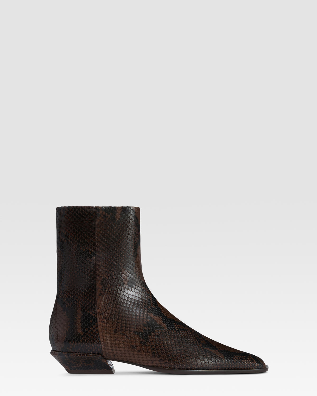 PYTHON-PRINT LEATHER ANKLE BOOT