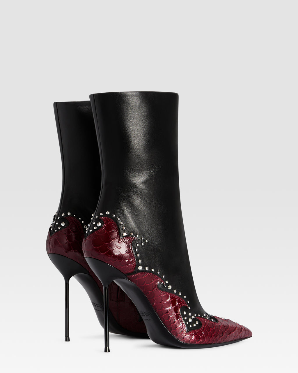 NAPPA LEATHER ANKLE BOOT WITH CUT-OUT EMBROIDERY AND HEART INLAYS