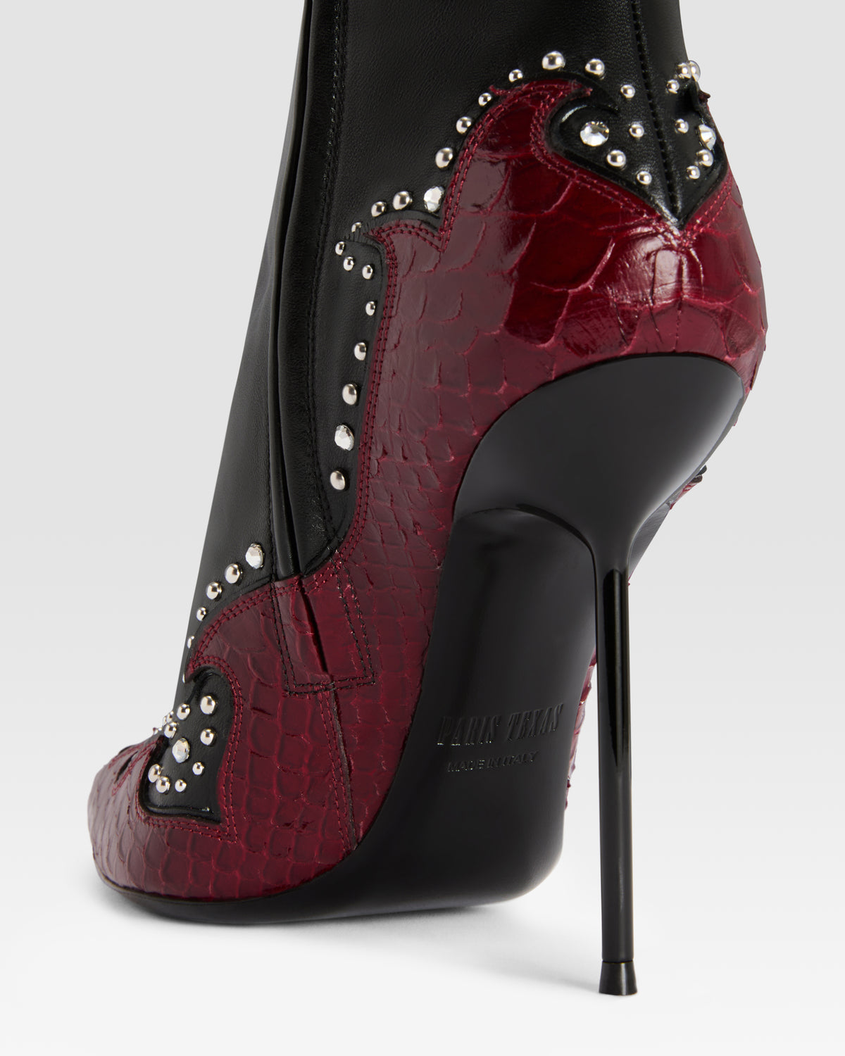 NAPPA LEATHER ANKLE BOOT WITH CUT-OUT EMBROIDERY AND HEART INLAYS