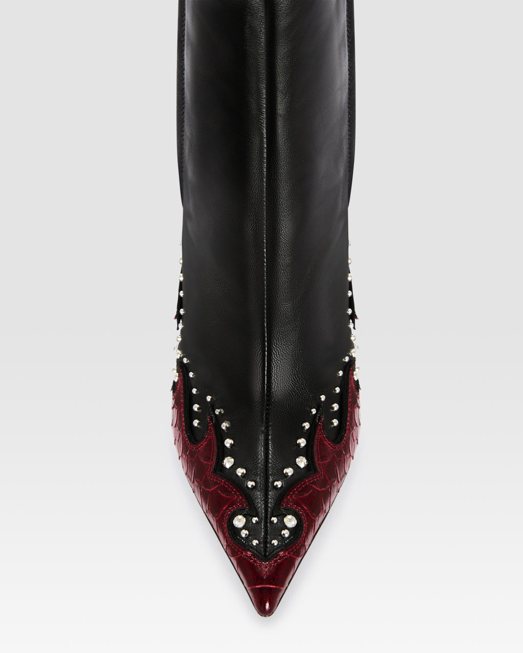 NAPPA LEATHER ANKLE BOOT WITH CUT-OUT EMBROIDERY AND HEART INLAYS