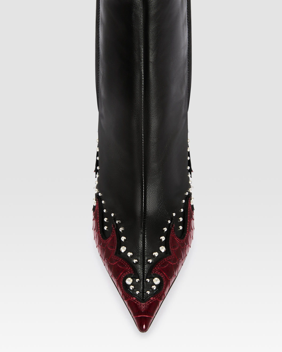 NAPPA LEATHER ANKLE BOOT WITH CUT-OUT EMBROIDERY AND HEART INLAYS