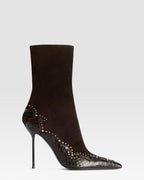 VELOURSLEDER ANKLE BOOT MIT CUT-OUT-STICKEREI UND HERZ-INLAYS
