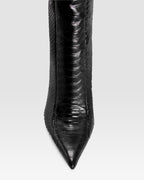 PYTHON-PRINT LEATHER BOOT WITH CUT-OUT EFFECT
